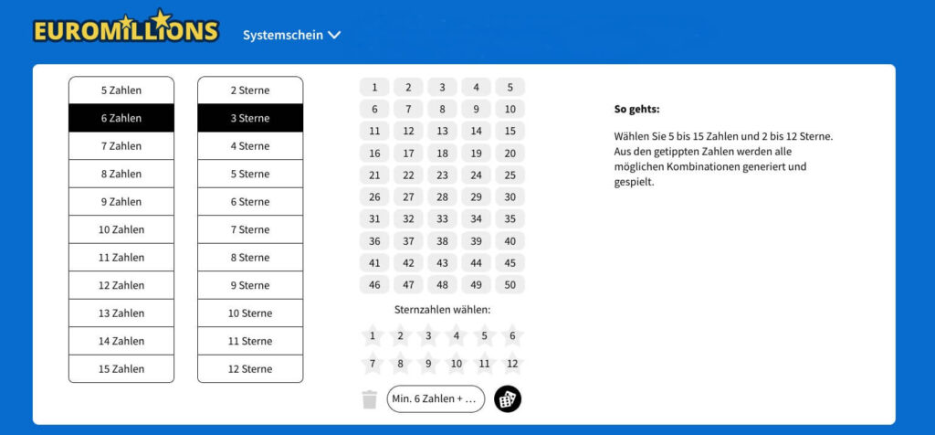 Euromillions Systemschein